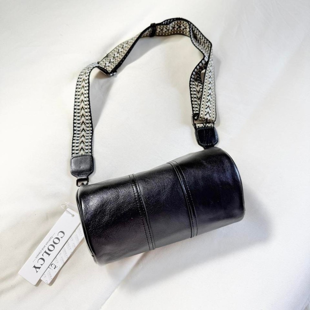 coolcy black genuine leather  cylinder bag - Picture 4 of 6
